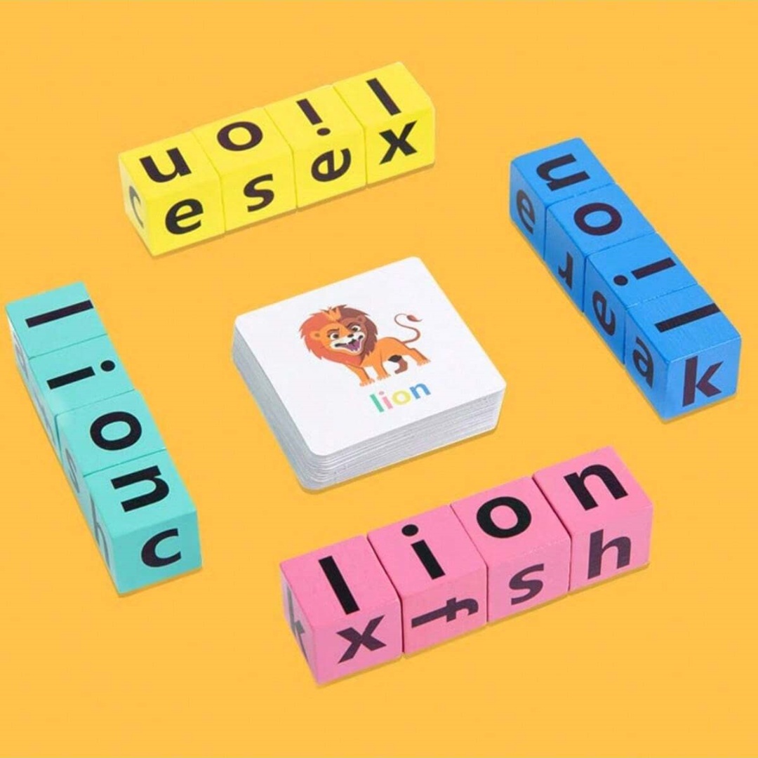 Board Game Quarto - Alfabetisch spellingsbordspel voor kinderen, 16 letterblokken